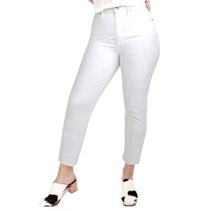 Madewell Perfect Vintage Crop White Jeans Raw Hem High Rise Size 32